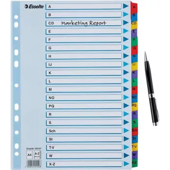 Esselte A4 Mylar Separadores com índice A-Z, 20 partes, multicolor (100167)