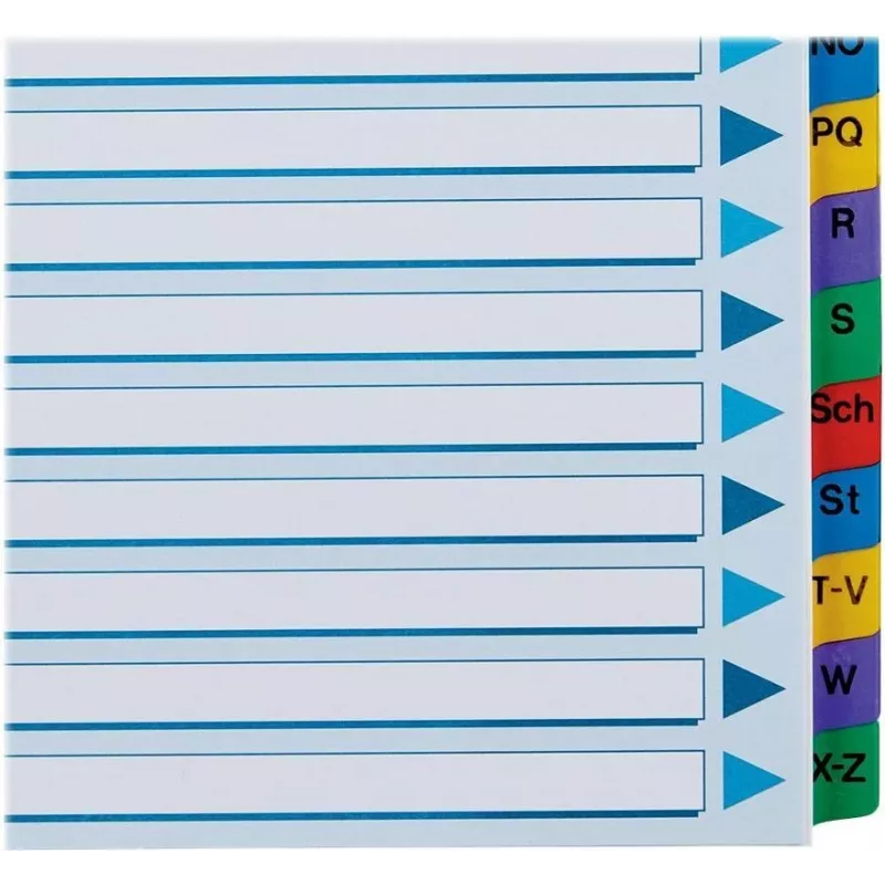 Esselte A4 Mylar Separadores com índice A-Z, 20 partes, multicolor (100167)