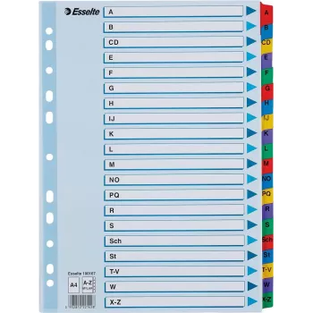 Esselte A4 Mylar Separadores com índice A-Z, 20 partes, multicolor (100167)