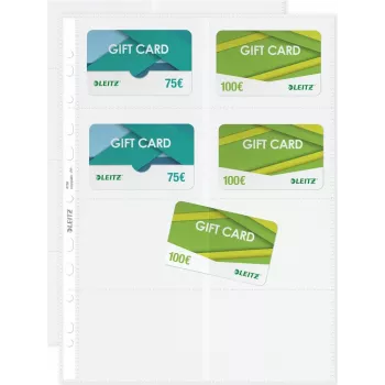 LEITZ Capa de apresentação para cartões de visita para 16 cartões, A4, PP transparente, 0,11 mm, abertura lateral, arquivamento seguro (4758-30-03)