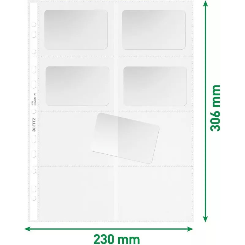 LEITZ Capa de apresentação para cartões de visita para 16 cartões, A4, PP transparente, 0,11 mm, abertura lateral, arquivamento seguro (4758-30-03)