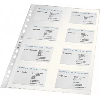 LEITZ Capa de apresentação para cartões de visita para 16 cartões, A4, PP transparente, 0,11 mm, abertura lateral, arquivamento seguro (4758-30-03)