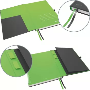 LEITZ Complete Caderno, formato iPad, quadriculado, 80 folhas papel marfim 96 g/m², aspeto de couro, preto 4473-00-95