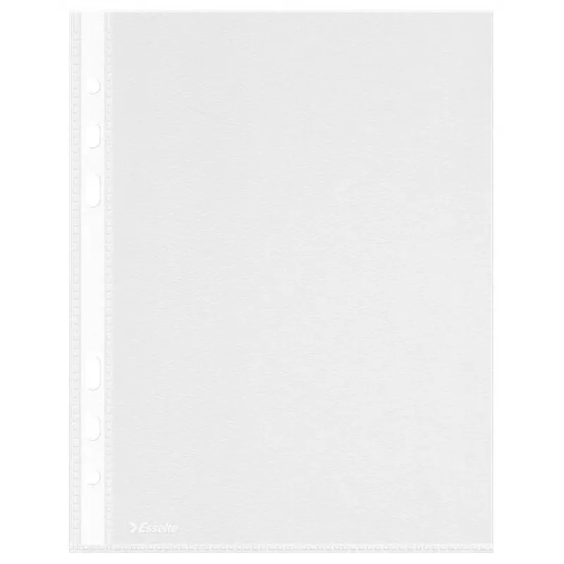 Capas LEITZ Esselte A5 com multifuração 50 mícrones transparentes, pack de 100 23782