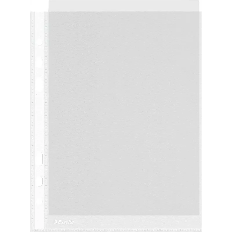 Capas LEITZ Esselte A5 com multifuração 50 mícrones transparentes, pack de 100 23782