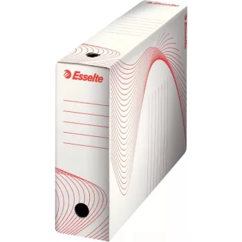 LEITZ Esselte Caixa de arquivo, lombada 100 mm, cartão canelado branco com linhas pré-impressas para organização (128201)