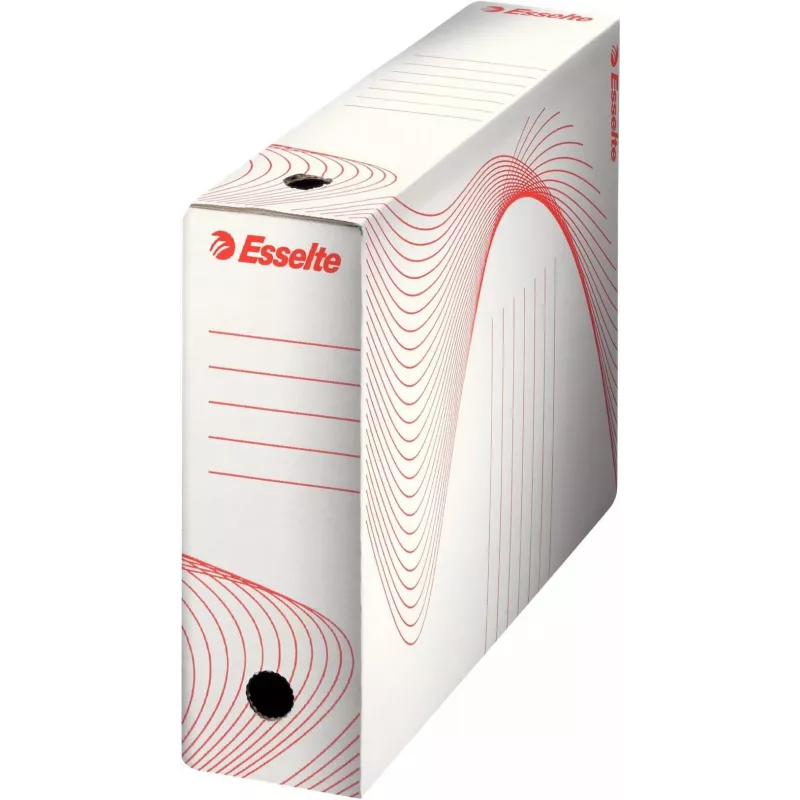 LEITZ Esselte Caixa de arquivo, lombada 100 mm, cartão canelado branco com linhas pré-impressas para organização (128201)