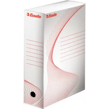 LEITZ Esselte Caixa de arquivo, lombada 100 mm, cartão canelado branco com linhas pré-impressas para organização (128201)