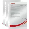LEITZ Esselte Capa de documento standard A4, polipropileno, cristalino, 0,06 mm, abertura superior, segurança de documento, perfuração múltipla, bordo reforçado, pack de 100 (925008)