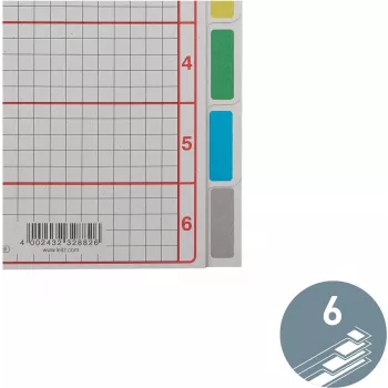 LEITZ separadores de cartão extra forte, em branco, A5, 6 partes, cinzento 230 g/m², capa com impressão quadriculada para escrever 4355-00-85