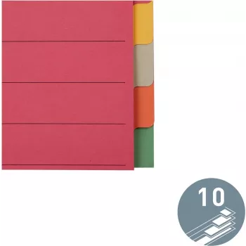 LEITZ separadores de cartão extra resistentes, separadores em branco, A4, 10 partes, multicolor, 230 g/m², cartão tingido em 5 cores (4359-00-00)