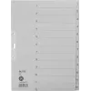 LEITZ Separador Manila, Numérico 1-12, A4 Extra Largo, Cinzento, 12 partes, 100 g/m², Furação 80 mm, Furos Reforçados 1233-00-85