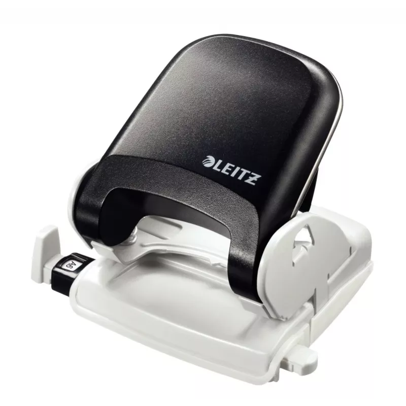 Leitz NeXXt Perfurador de mesa, 30 folhas, 2 furos, 5,5 mm, A4-A6, Folio, US-Quart, metal e plástico, preto 5005-00-95