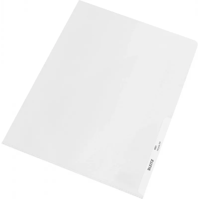LEITZ re:cycle A4 Capa de Apresentação, 100 % PP Reciclado, 0,13 mm Texturado, Aberta em Cima e nos Lados, Transparente, pack de 10 4401-10-03