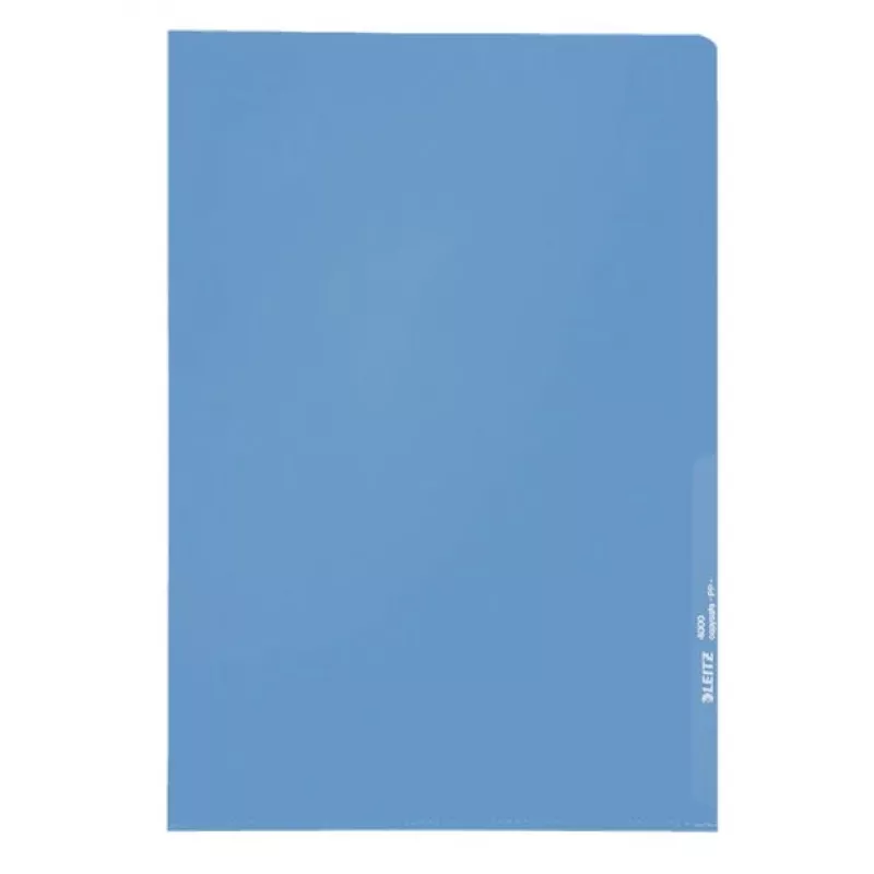 LEITZ Capa de documentos A4 standard, polipropileno, texturado, azul, 0,13 mm, aberta em cima e nas laterais, protege documentos, com recorte para o polegar 4000-00-35