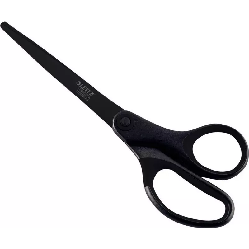 Leitz Titanium Quality Tesoura 180 mm, lâminas de aço inoxidável com revestimento de titânio, punhos ergonómicos Soft-Grip, preto/vermelho, para papel e tecido 5419-60-95