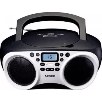 Lenco SCD-501 WH Leitor de CD portátil com Bluetooth, rádio FM, reprodução USB-MP3, branco/preto