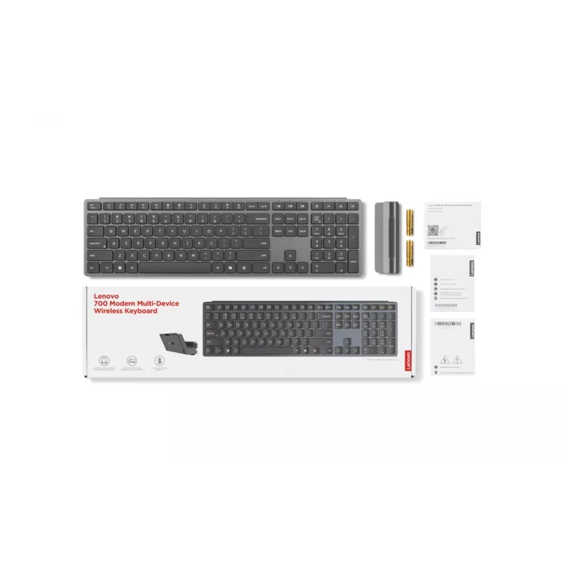 Teclado sem fios multidispositivo Lenovo 700 Modern Lituano Luna Grey