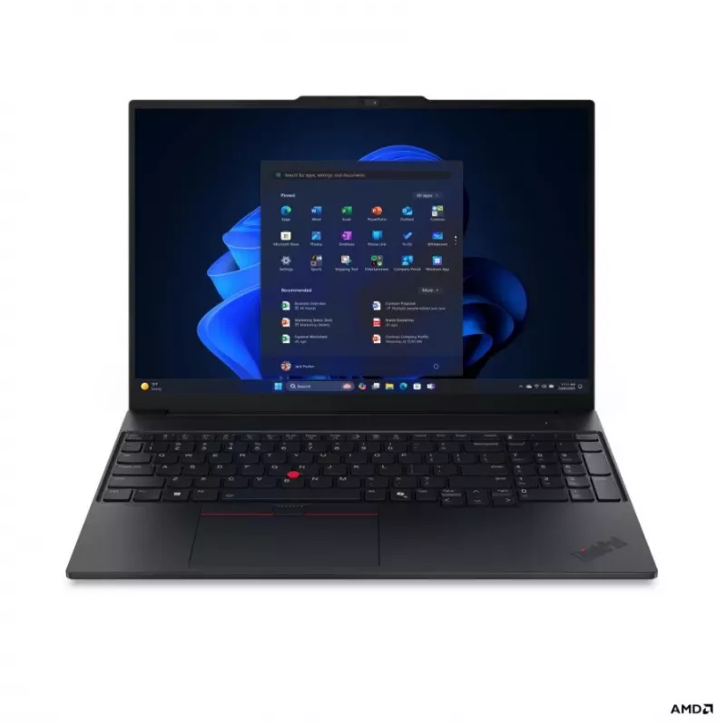 Lenovo ThinkPad E16 G4 AMD portátil 16 polegadas WUXGA IPS, AMD Ryzen AI 5 330, 16 GB DDR5, 512 GB SSD, AMD Radeon 820M, Windows 11 Pro, preto, teclado nórdico