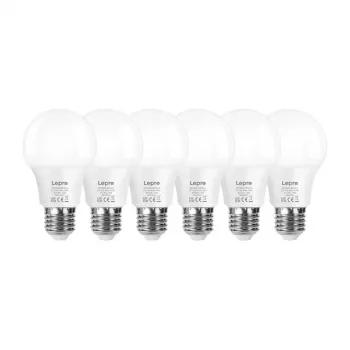Lâmpada LED LEPRO 100089-WW-EU-6, E27, A60, 8,5 W (equivalente a 60 W), 806 lm, 2700 K branco quente, ângulo de iluminação 180°, pack de 6