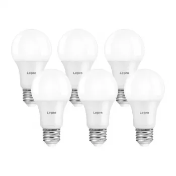 LEPRO 100092-WW-EU-6 Lâmpada LED regulável A60 E27 7W 800lm 2700K, classe energética E, pack de 6