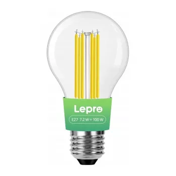 LEPRO 100094-WW-EU Lâmpada LED filamento E27, 7,2 W (equivalente a 100 W), 1521 lm, 2700K branco quente, classe energética A