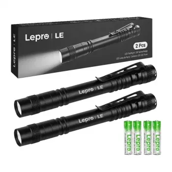 Lanterna LEPRO 120023-2 pack de 2, lanterna tática LED 1000 lúmenes, resistente à água IPX4, foco ajustável, 5 modos, alumínio aeronáutico, preta
