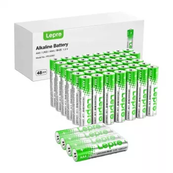 Pilhas alcalinas LEPRO 130001-48 AAA R3, pack de 48 | 1,5V de longa duração, sem mercúrio