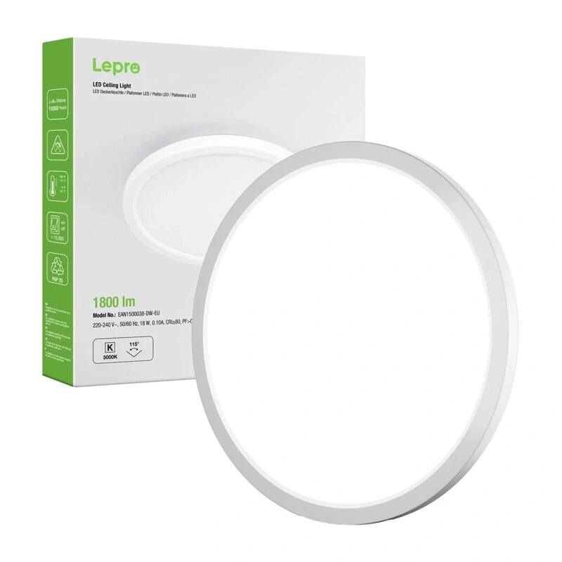 Lâmpada de teto LED LEPRO 1500038 18W 1800lm 4000K branco neutro IP54 sobrepor