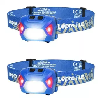 LEPRO 320014-B-2 Lanterna de cabeça LED recarregável por USB, 300 lm, pack de 2