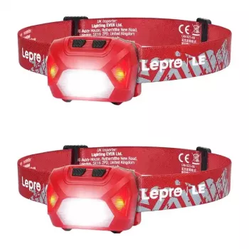 LEPRO 320014-R-2 Lanterna de cabeça LED recarregável por USB, 300 lm, pack de 2