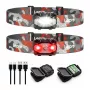 LEPRO 320023-2 Lanterna de cabeça LED recarregável por USB, 300 lúmenes, 6 modos, IPX4, pack de 2