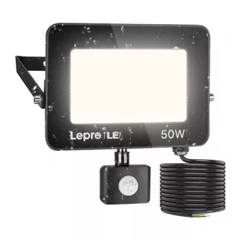 Projetor LED LEPRO 50W 5000K IP65 com Sensor de Movimento