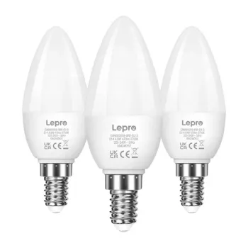 Lâmpada LED LEPRO 600059-WW-EU-3 E14 C37 4,2W (equivalente a 40W) 470lm 2700K branco quente ângulo de iluminação 250° pack de 3