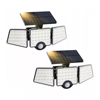 Candeeiro solar de rua LEPRO 640003-DW-a-2 com sensor de movimento e crepuscular, pack de 2, 1500 lúmenes, 6500K branco frio, IP65 à prova de água, montagem na parede, LED