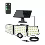 Candeeiro solar LEPRO 640005-DW, 3000 lm, 6500K, 3 cabeças ajustáveis, iluminação 270°, IP65, sensor de movimento, 2400 mAh