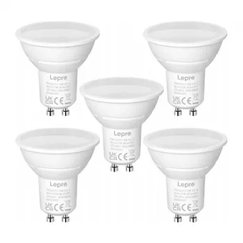 Lâmpada LED LEPRO GU10 4,5 W (equivalente a 50 W), 345 lm, branco luz do dia 5000 K, ângulo de abertura 100°, não regulável, pack de 5