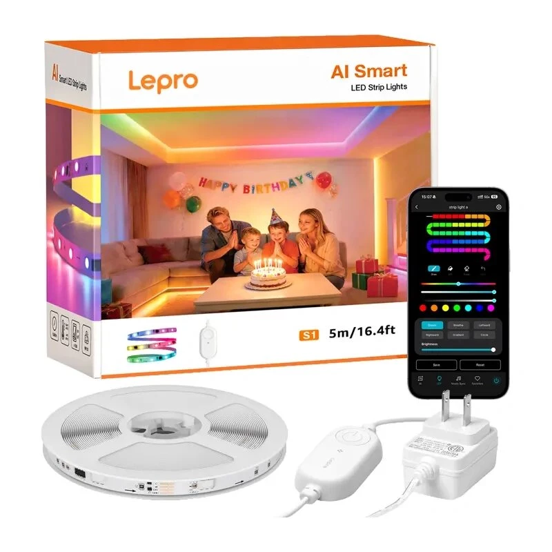 Tira LED RGBIC Lepro S1 5m Wi-Fi Bluetooth – 150 LEDs, 16M cores, controlo por app e voz