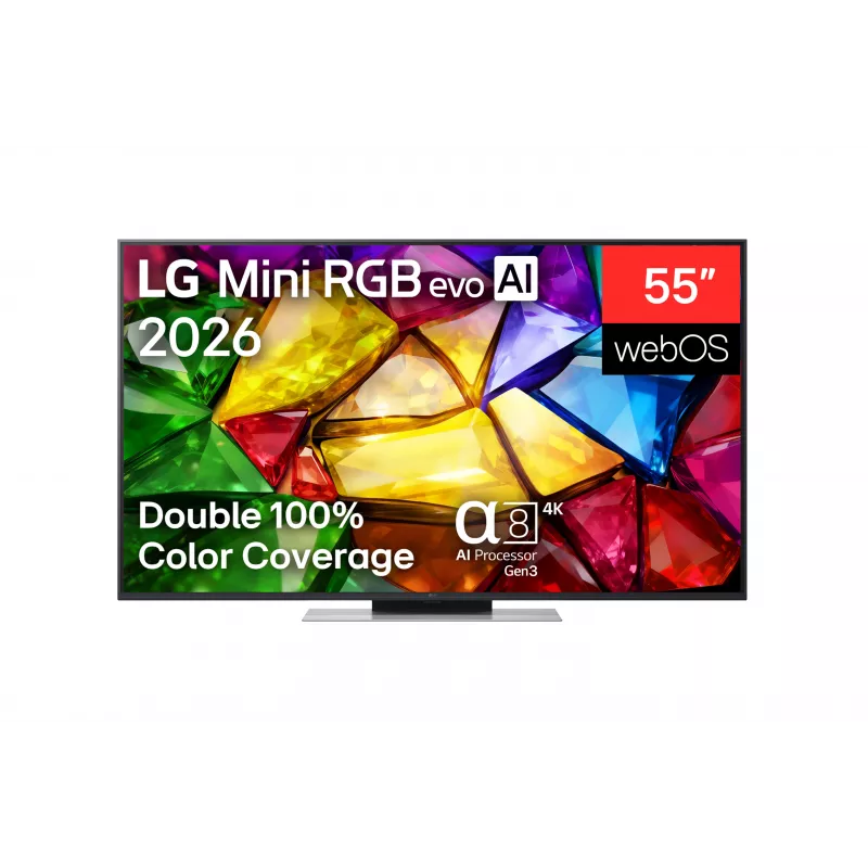 LG 55MRGB87B3B TV Smart 4K QNED Mini LED de 55 polegadas com processador α7 Gen6 AI, webOS 23, 120Hz, 4x HDMI 2.1