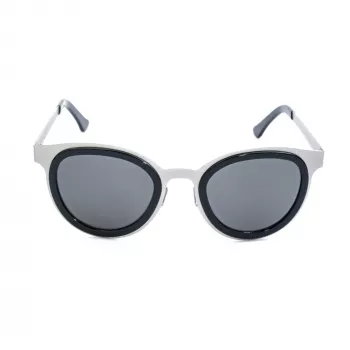 Óculos de sol unissexo LGR FELI-SILVER01 - Armação de acetato prateada, lentes de policarbonato cinzentas, proteção UV400, 47/24/145 mm
