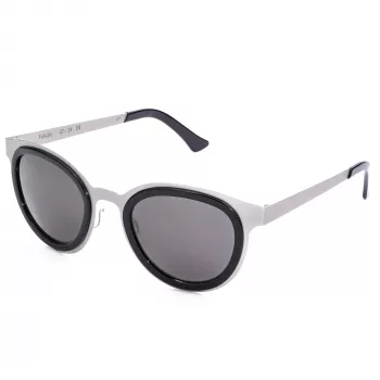 Óculos de sol unissexo LGR FELI-SILVER01 - Armação de acetato prateada, lentes de policarbonato cinzentas, proteção UV400, 47/24/145 mm