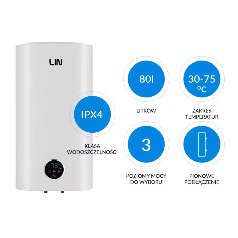 LIN LIFVD1SMWH 80L termoacumulador elétrico inteligente, branco, Wi-Fi