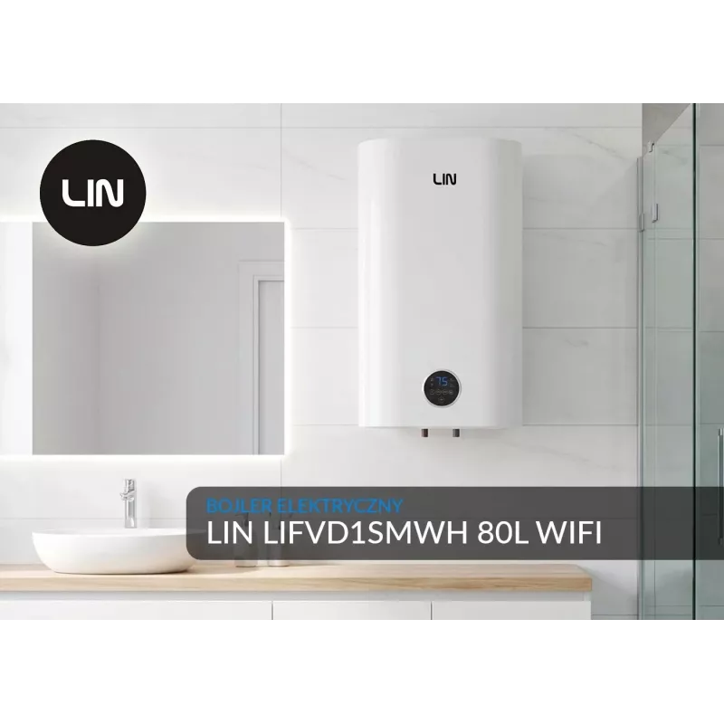 LIN LIFVD1SMWH 80L termoacumulador elétrico inteligente, branco, Wi-Fi