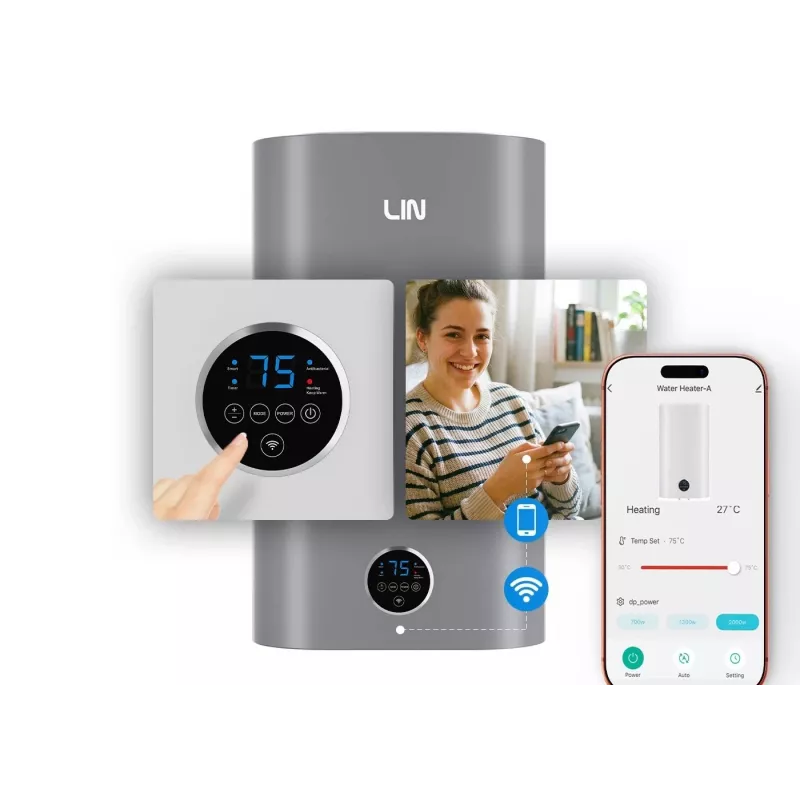 LIN LIFVD1SMGY 80L termoacumulador elétrico universal, cinzento, Wi-Fi
