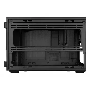 Caixa de PC Mini-Tower Lian Li DAN Cases B4 Wood Edition, Micro-ATX, painel frontal em nogueira, Preto