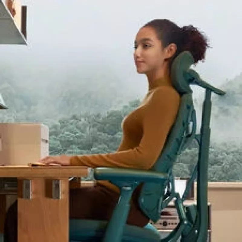 LiberNovo Omni Cadeira de escritório ergonómica com apoio lombar ativo e massagem - verde