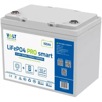 Bateria LiFePO4 Volt Polska PRO SMART 12,8 V 100 Ah (150 A) BMS BLUETOOTH + ALMOFADA AQUECEDORA