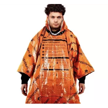 Poncho de emergência Lifesystems Heatshield – prateado, impermeável e corta-vento, 60 g (modelo 42180)
