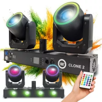 LIGHT4ME CLONE 2 Aparelho de iluminação multiefeitos 3-em-1 - Derby, Strobe, Laser com DMX e comando IR