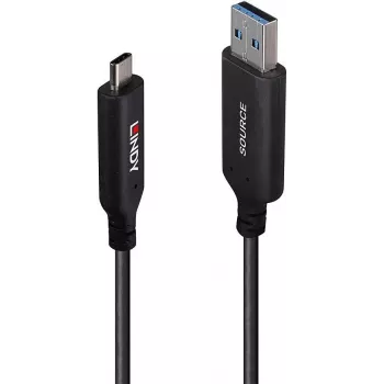 LINDY cabo híbrido de fibra ótica de 10m USB 3.2 Gen 1 Type A para C - preto